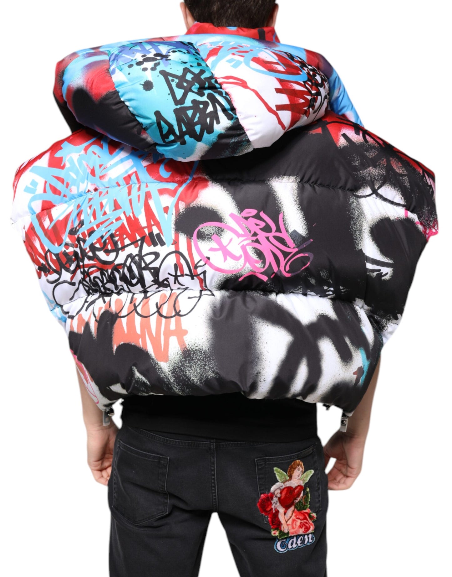 Multicolor Graffiti Hooded Windbreaker Jacket