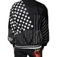 Black Polka Dot Stripe Nylon Bomber Jacket