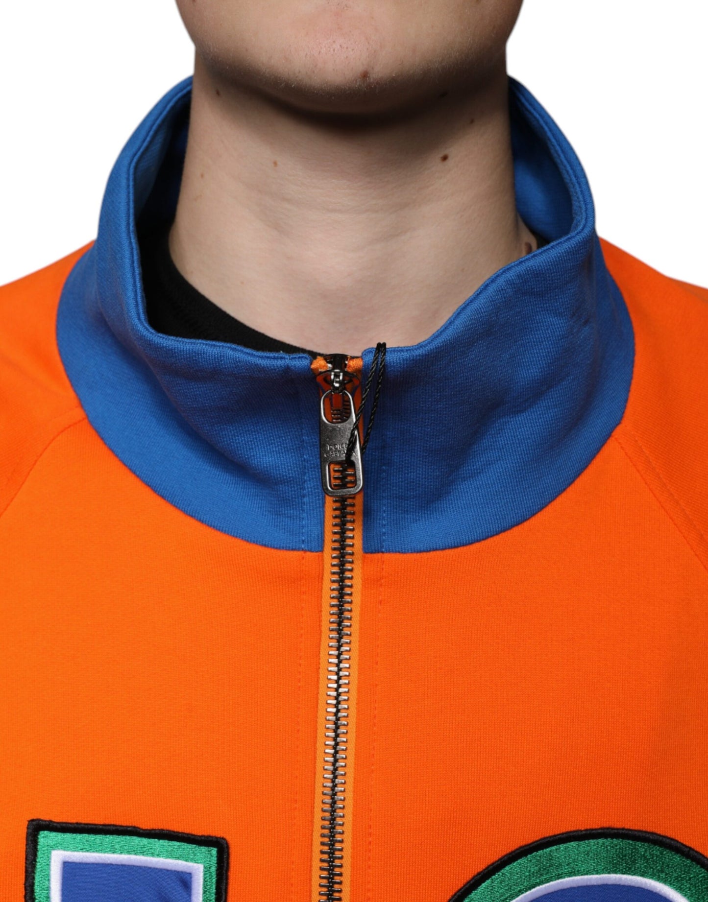 Orange Blue Full Zip Jersey Bomber Jacket