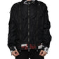 Black Nylon Full Zip Men Bomber Jacket