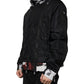 Black Nylon Full Zip Men Bomber Jacket