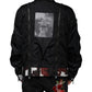 Black Nylon Full Zip Men Bomber Jacket