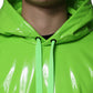 Green Polyester Hooded Men Pullover Sweater