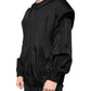 Black Viscose Full Zip Hooded Bomber Jacket