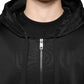 Black Viscose Full Zip Hooded Bomber Jacket