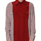 Red Pink Silk Collared Button Down Shirt