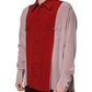 Red Pink Silk Collared Button Down Shirt