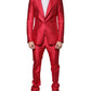 Red Polyester Single Breasted Formal Suit