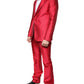 Red Polyester Single Breasted Formal Suit