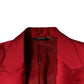 Red Polyester Single Breasted Formal Suit