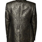 Gold SICILIA Jacquard Single Breasted Coat Blazer