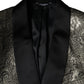 Gold SICILIA Jacquard Single Breasted Coat Blazer