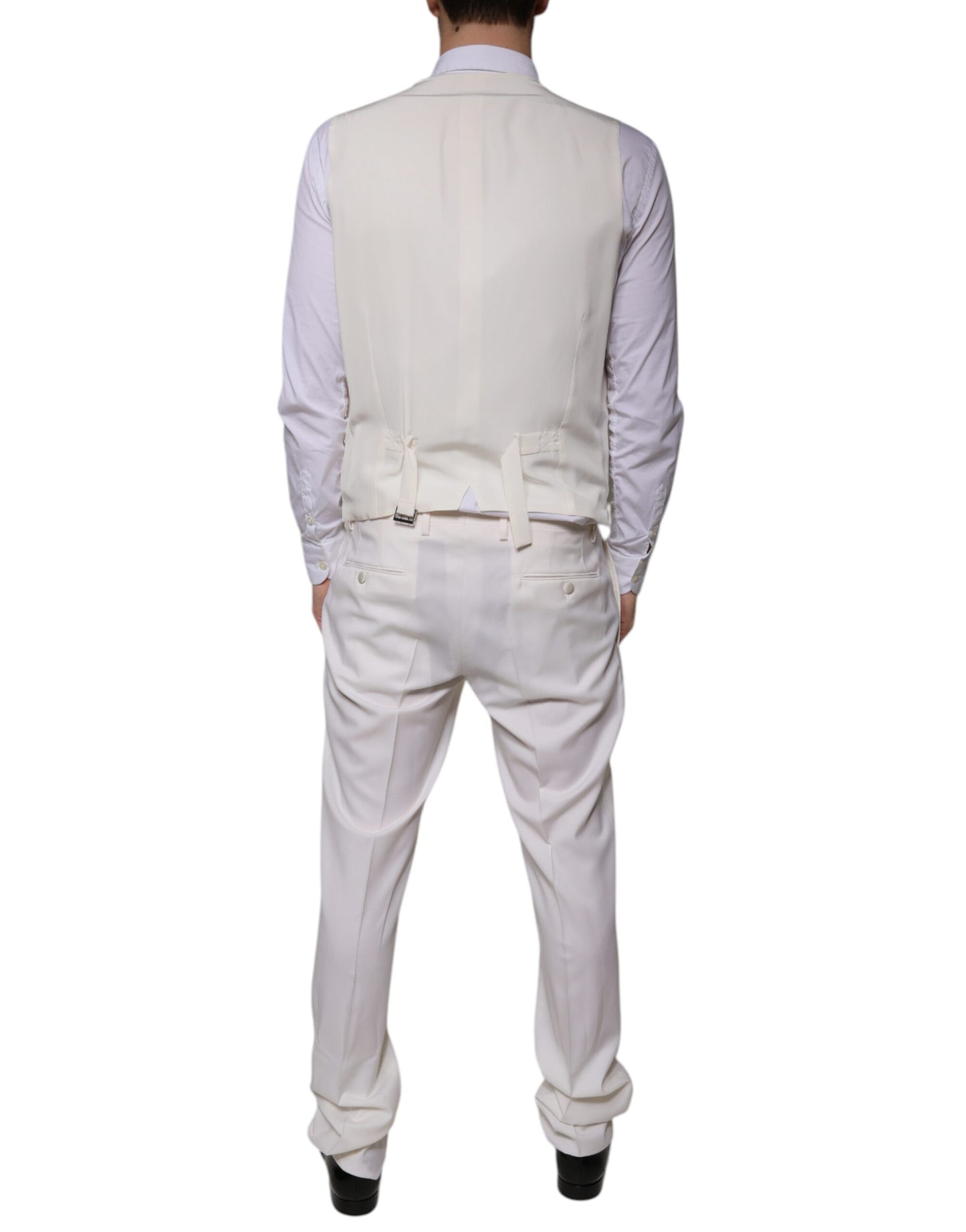 White Wool Silk 3 Piece SlimFit Formal Suit