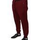 Dark Red Cotton Men Jogger Sweatpants Pants