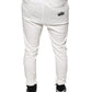 White Cotton Slim Men Jogger Sweatpants Pants