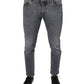 Dark Gray Cotton Stretch Skinny Denim Jeans