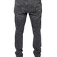 Dark Gray Tattered Cotton Skinny Denim Jeans