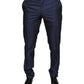 Blue Polyester Formal Tuxedo Pants