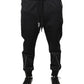 Black Polyester Men Jogger Sweatpants Pants