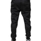 Black Polyester Men Jogger Sweatpants Pants