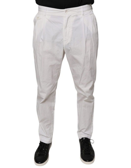 White Cotton Skinny Dress Pants