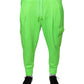 Neon Green Polyester Cargo Jogger Sweatpants Pants