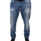 Blue Washed Cotton Stretch Men Denim Jeans