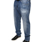 Blue Washed Cotton Stretch Men Denim Jeans