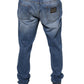 Blue Washed Cotton Stretch Men Denim Jeans