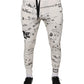 White Printed Cotton Jogger Sweatpants Pants