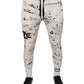 White Printed Cotton Jogger Sweatpants Pants