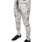 White Printed Cotton Jogger Sweatpants Pants