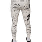 White Printed Cotton Jogger Sweatpants Pants