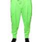 Neon Green Polyester Cargo Jogger Sweatpants Pants