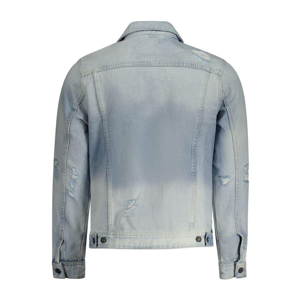 Light Blue Cotton Men Jacket