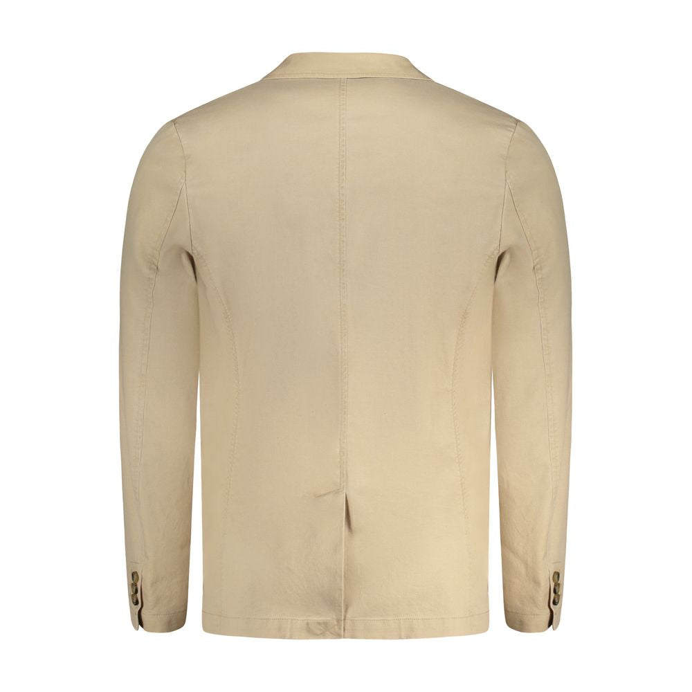 Beige Cotton Men Jacket