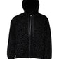 Black Leopard Cotton Hooded Full Zip Sweater