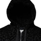 Black Leopard Cotton Hooded Full Zip Sweater