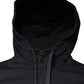 Black Cotton Hooded Men Full Zip Sweater