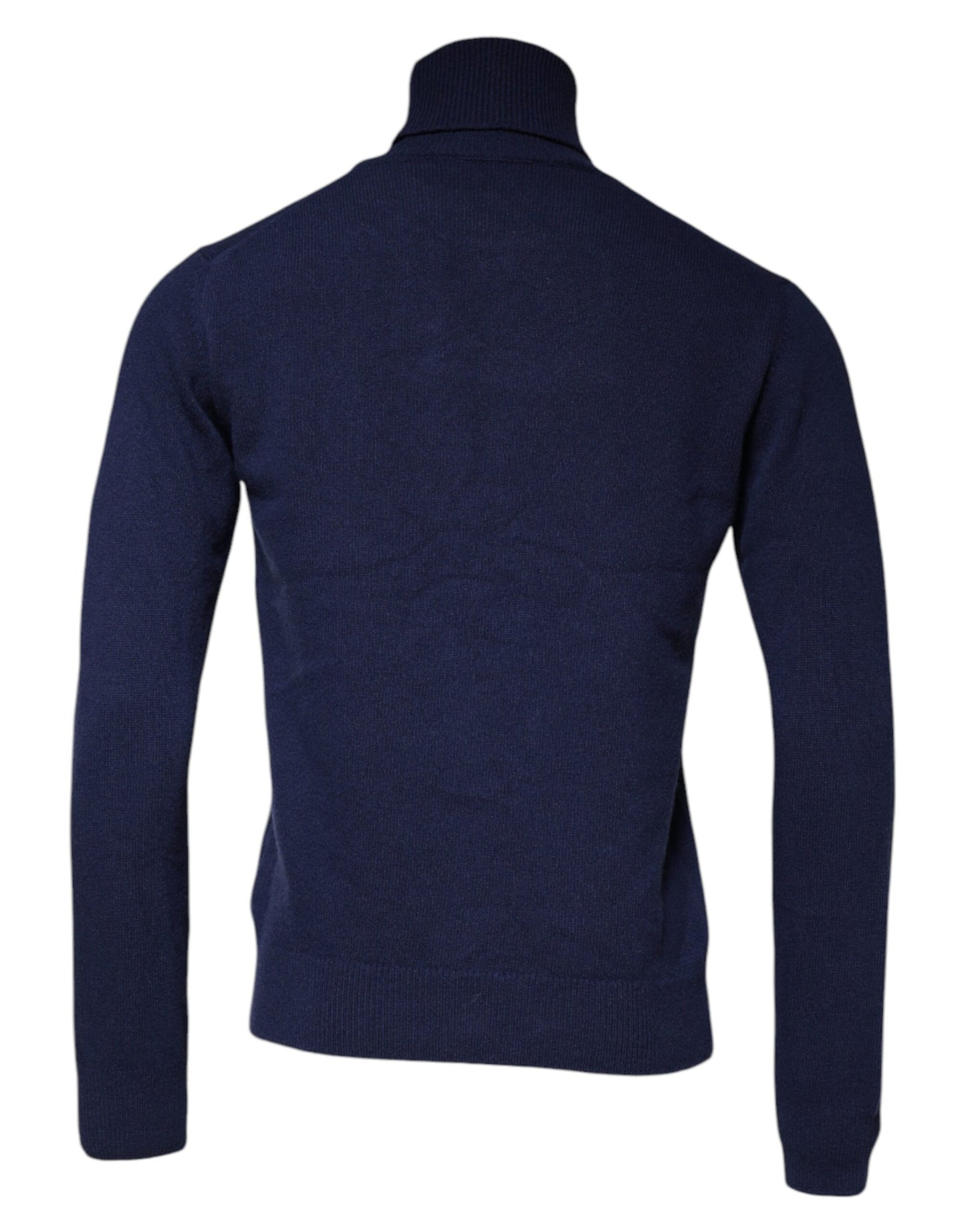 Blue Wool Knit Turtleneck Pullover Sweater