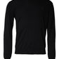 Black Wool Knit Crew Neck Pullover Sweater