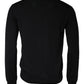 Black Wool Knit Crew Neck Pullover Sweater