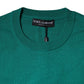 Green Wool Knit Crew Neck Pullover Sweater