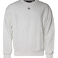 White Logo Cotton Crew Neck Pullover Sweater