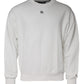 White Logo Cotton Crew Neck Pullover Sweater