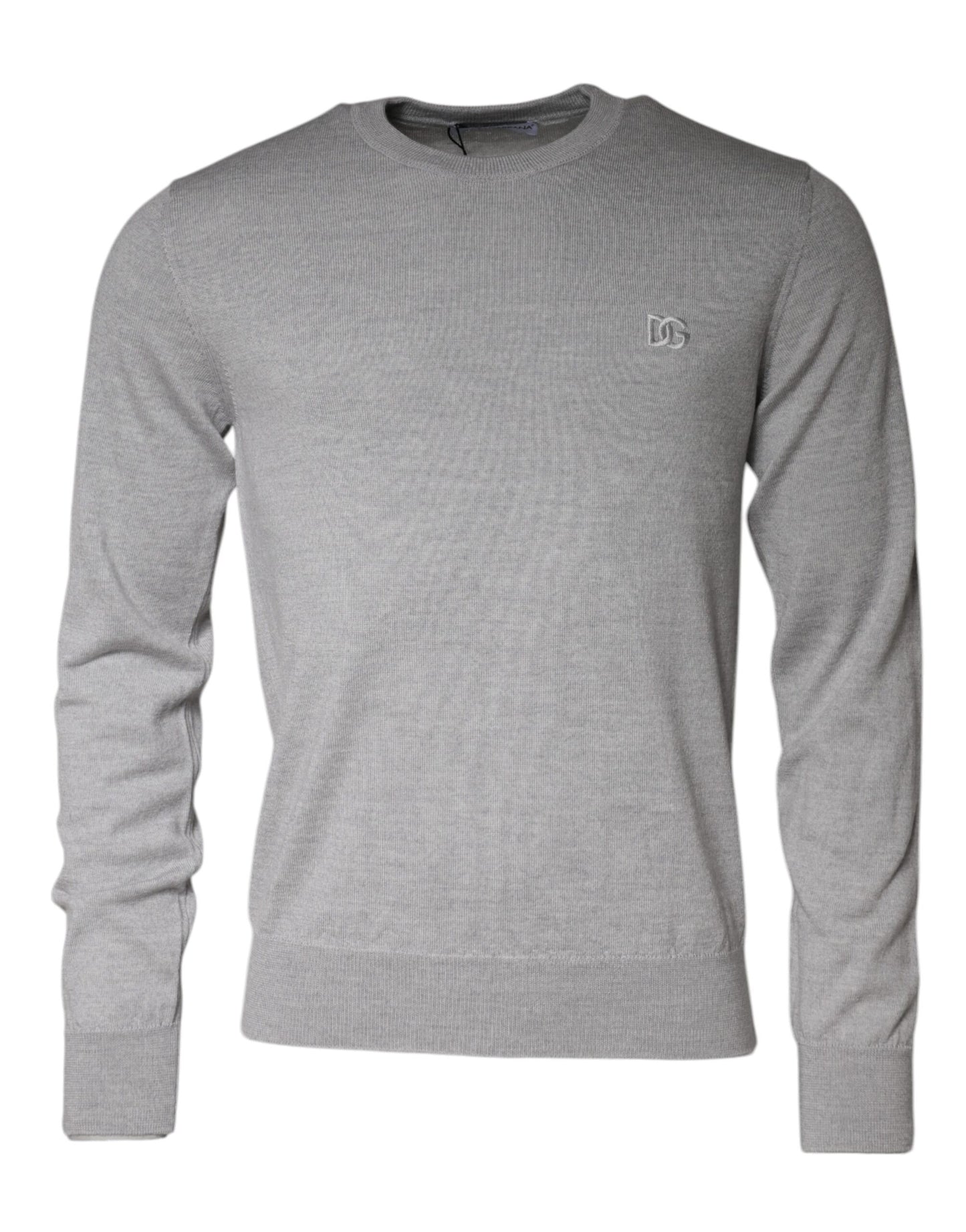 Light Gray Wool Crew Neck Pullover Sweater