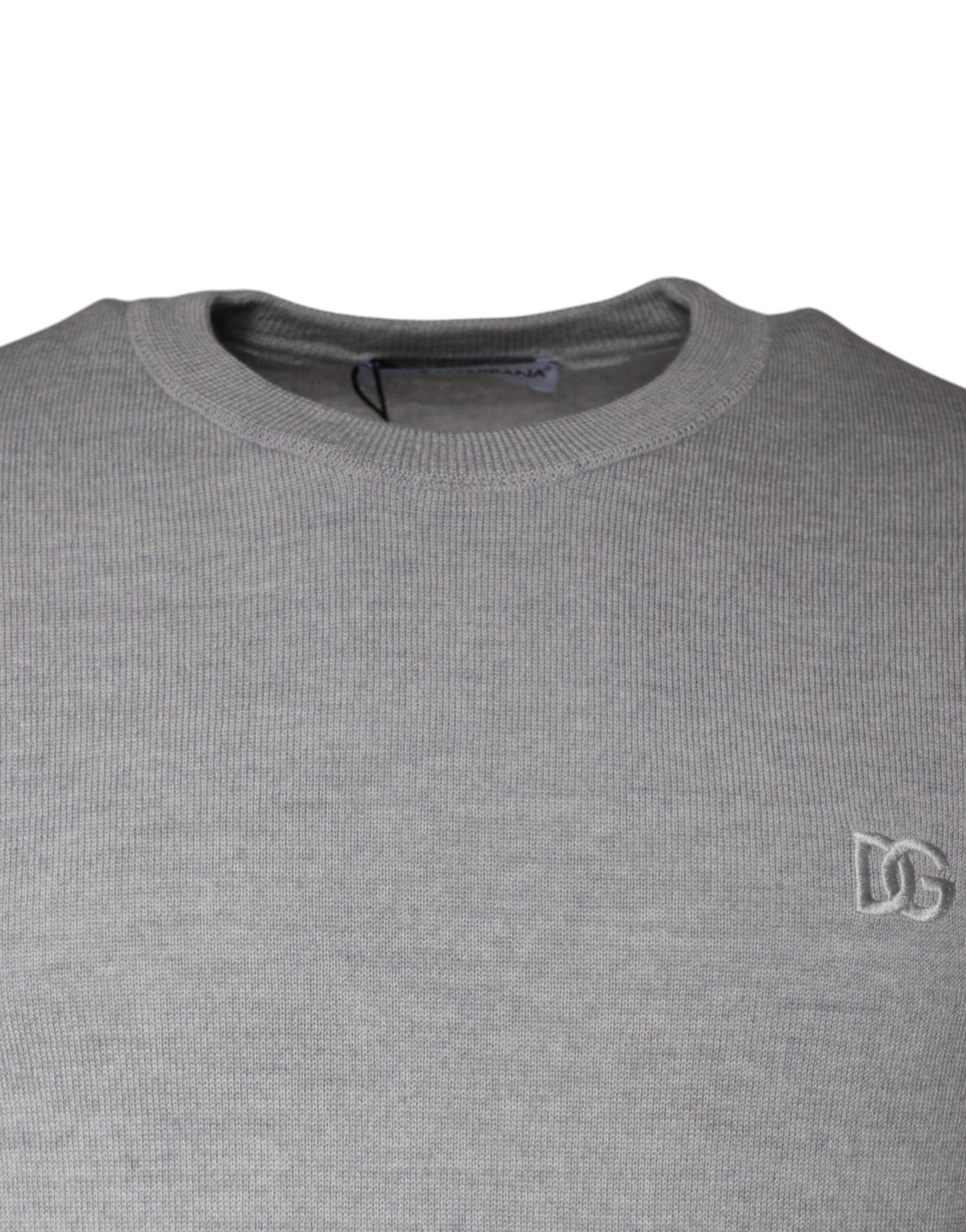 Light Gray Wool Crew Neck Pullover Sweater