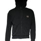 Black Logo Plaque Hooded Full Zip Sweater