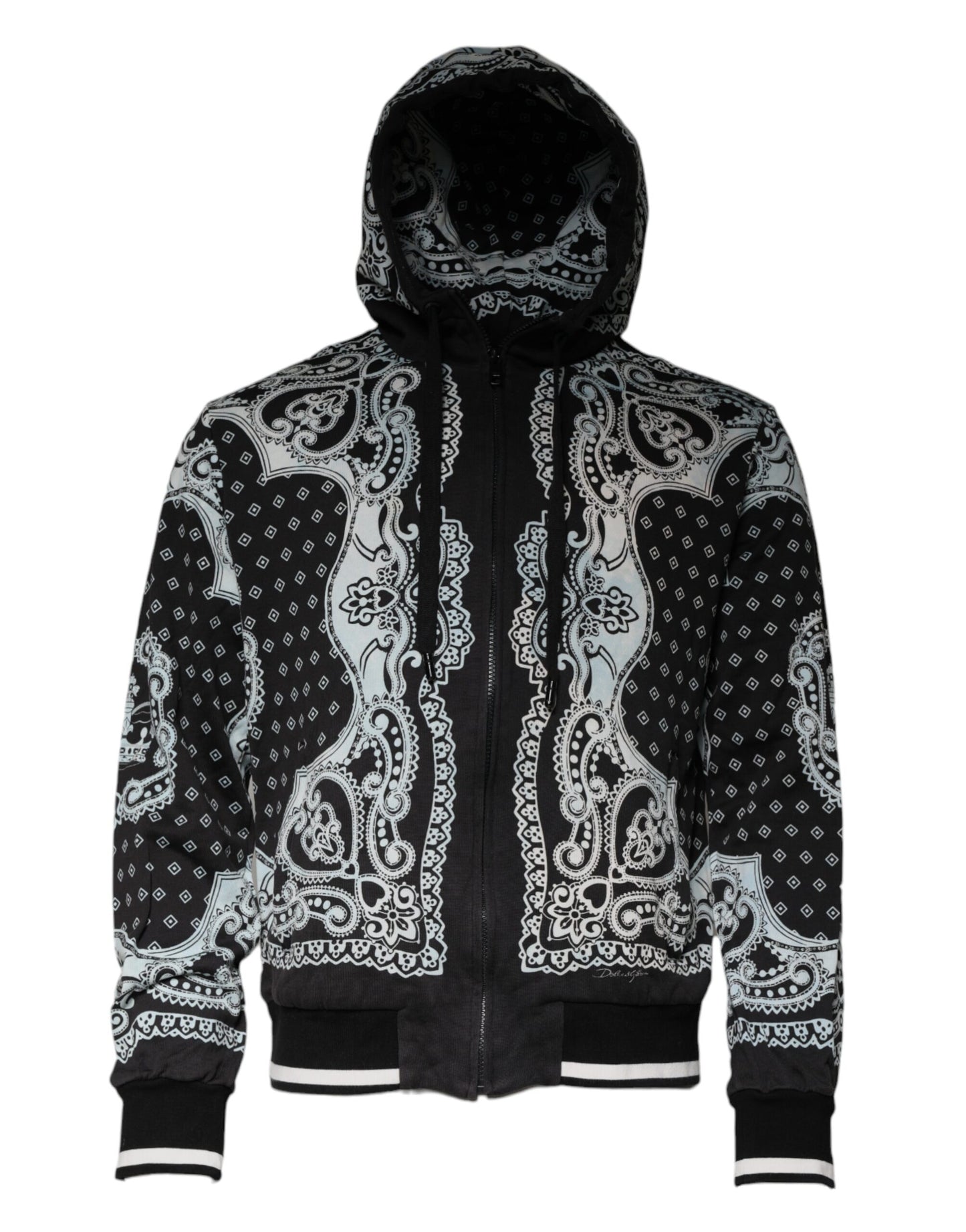 Black White Bandana Hooded Sweatshirt Sweater