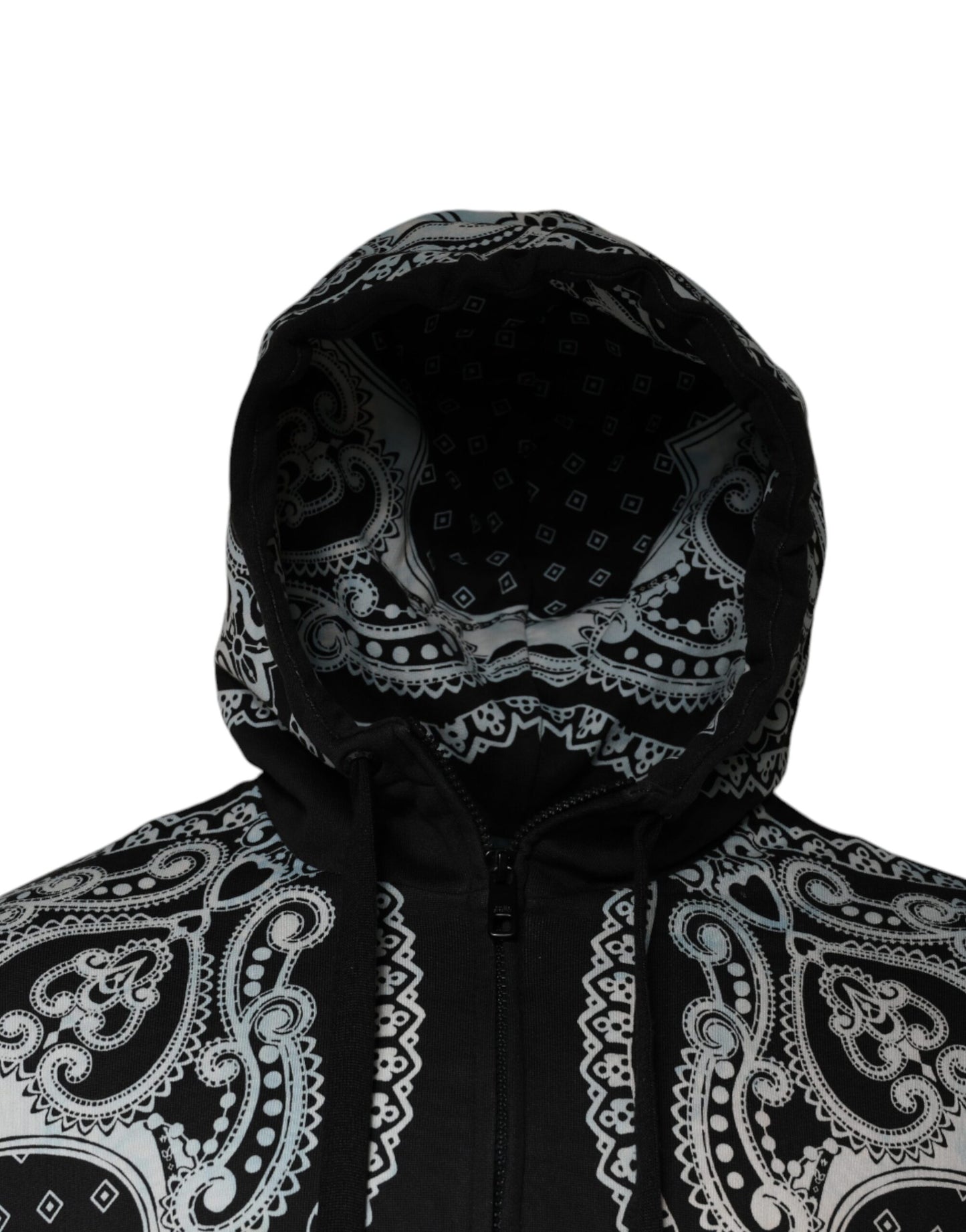 Black White Bandana Hooded Sweatshirt Sweater